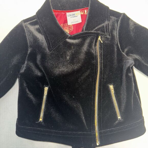 Genuine Kids From OSHKOSH Girls 5T Jacket Velvet Moto Biker Fall School Casual - Picture 3 of 6